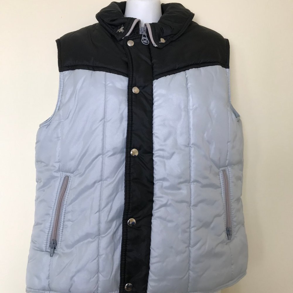 Pedigree Black & Silver Puffer Vest Vintage 80s Made in Canada 40" Chest